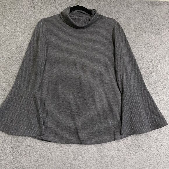 Anthropologie Postmark Bell Sleeve Rainbow Stripes Turtleneck Shirt Top Medium - Picture 2 of 10